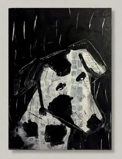 WIEDEMANN Aludibondbild DOG BLACK WHITE