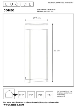 LUCiDE Außenleuchte COMBO