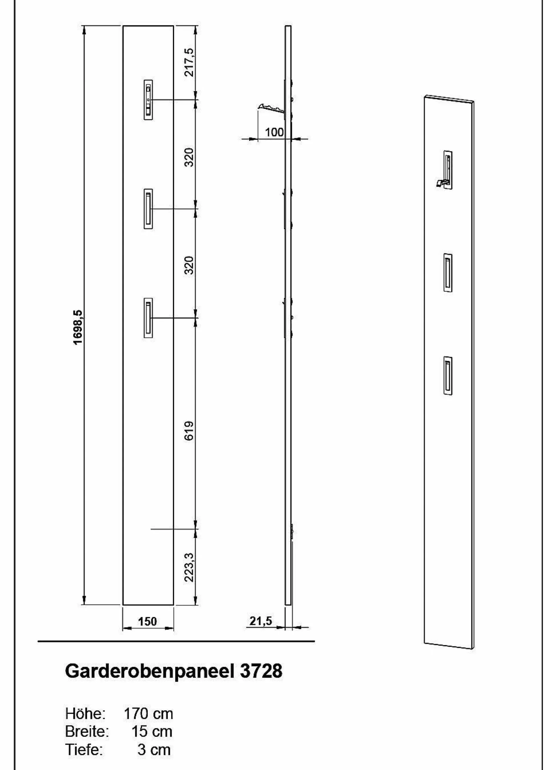 New GERMANIA Garderobenpaneel UTAH