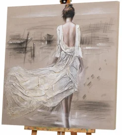 Discount Sonstige Gemälde DAME AM HAFEN