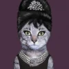 Sonstige Glasbild AUDREY HEPBURN KATZE