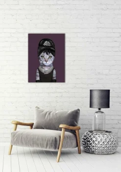 Sonstige Glasbild AUDREY HEPBURN KATZE