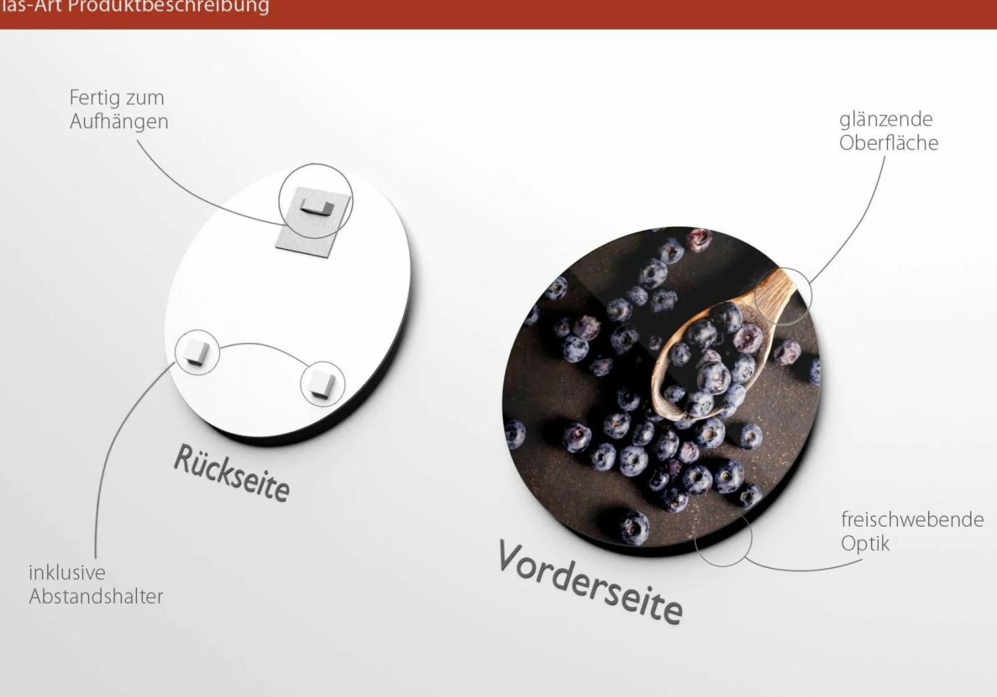 Hot PRO ART Glasbild BLAUBEEREN