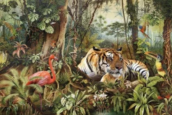 Outlet Sonstige Glasbild FLAMINGO TRIFFT TIGER