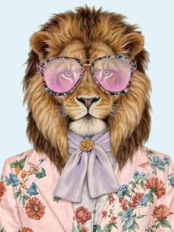 PRO ART Glasbild LION WITH GLASSES I