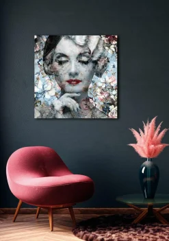 Sonstige Glasbild PASTELLBLÜTEN DAME