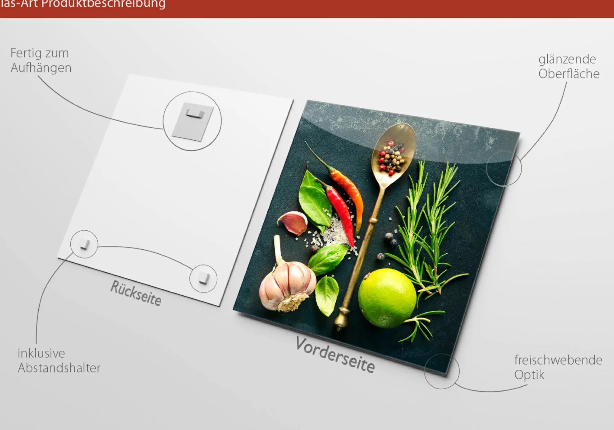 Best PRO ART Glasbild VINTAGE HERBAGE III