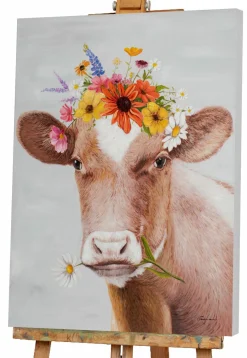 Best Sonstige Keilrahmenbild KUH BLUMENKRANZ