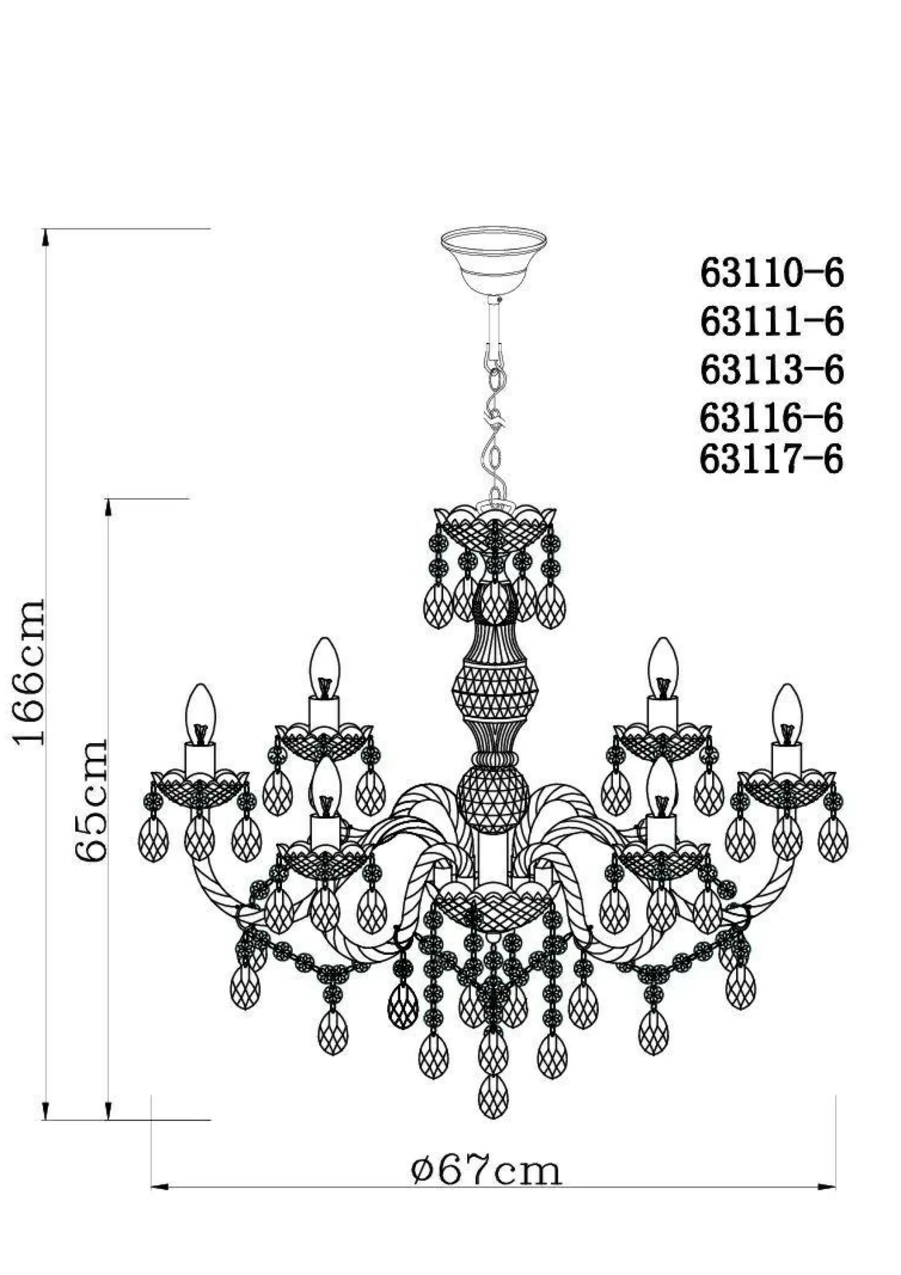 GLOBO Lighting Kronleuchter CUIMBRA I