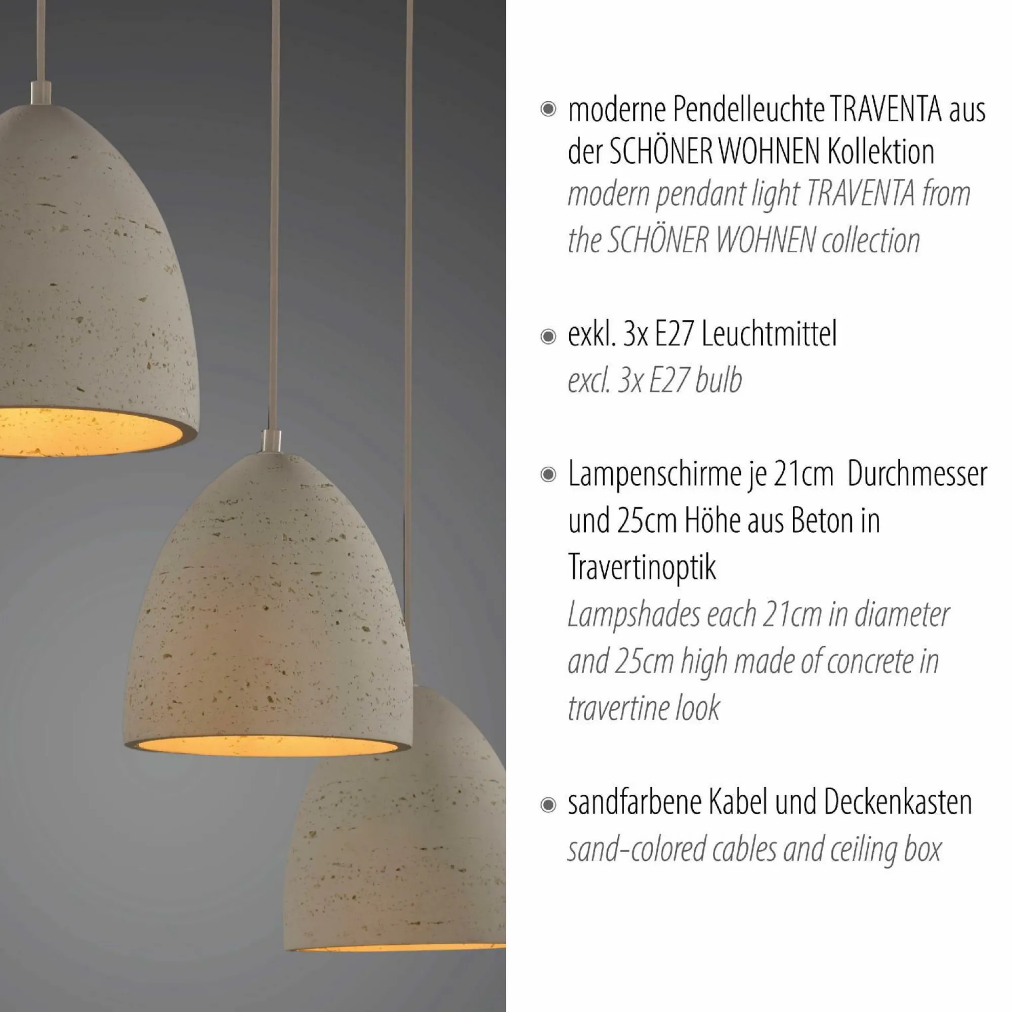 Clearance SCHÖNER WOHNEN Pendelleuchte TRAVENTA