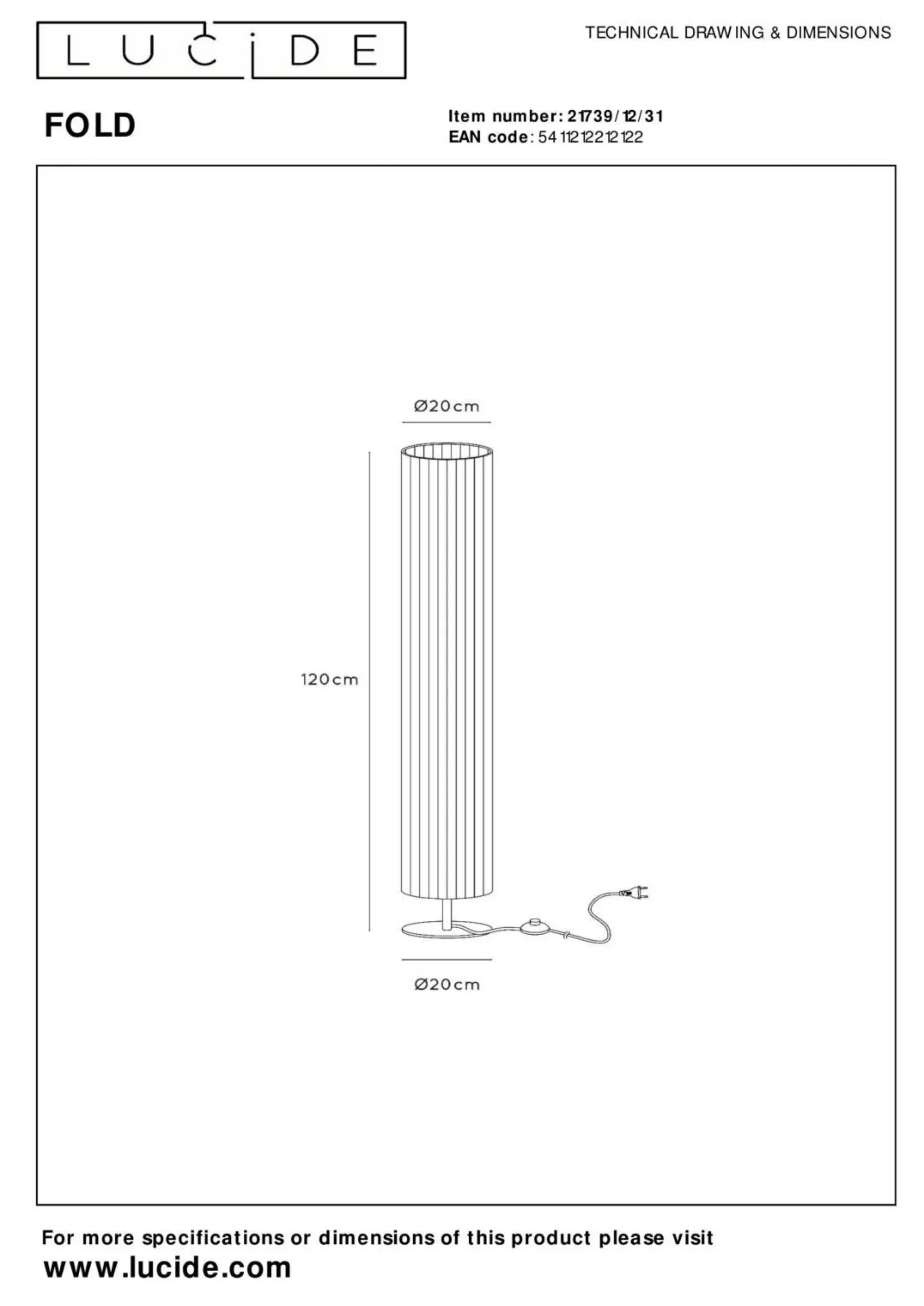 New LUCiDE Stehleuchte FOLD