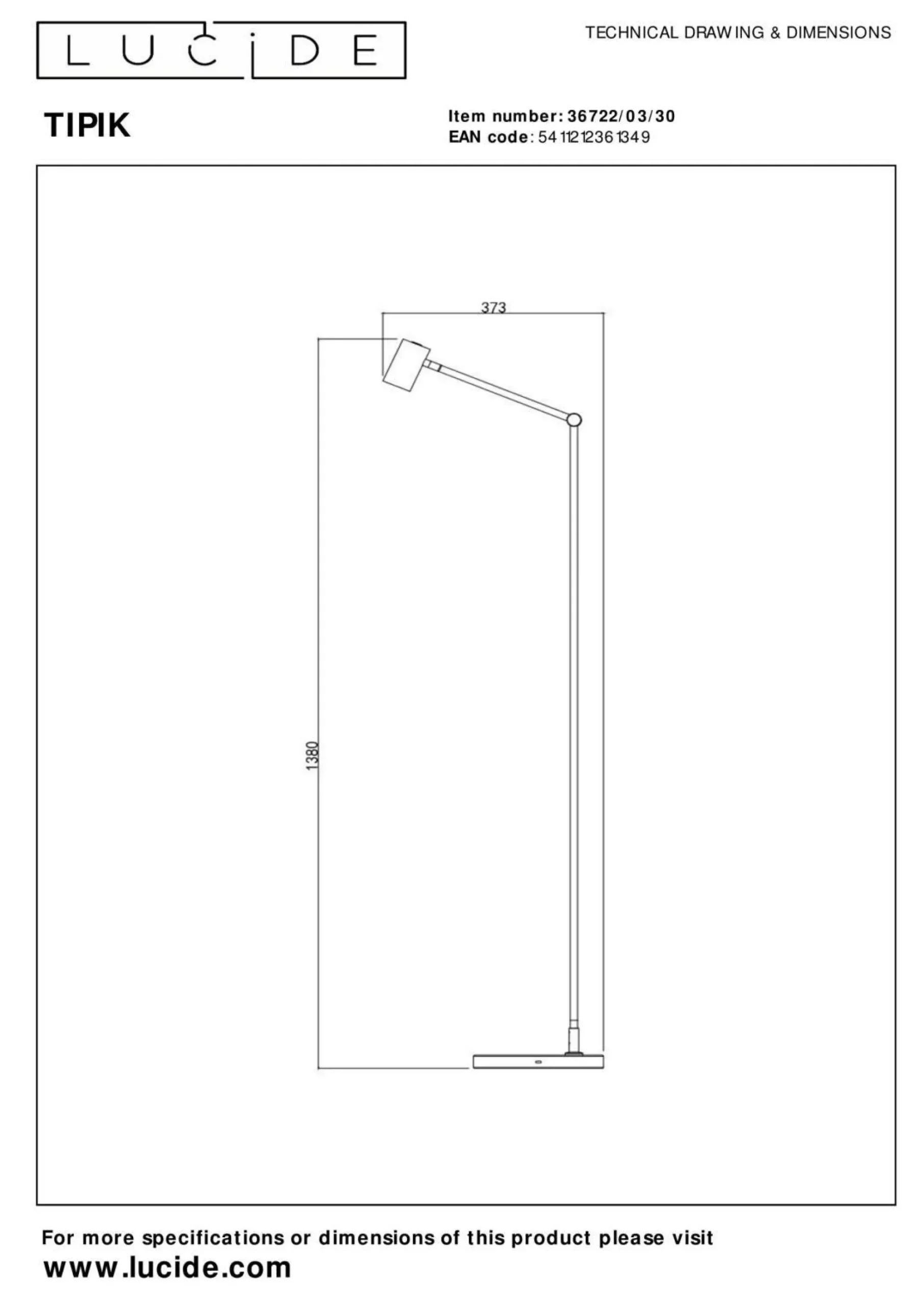 LUCiDE Stehleuchte TIPIK