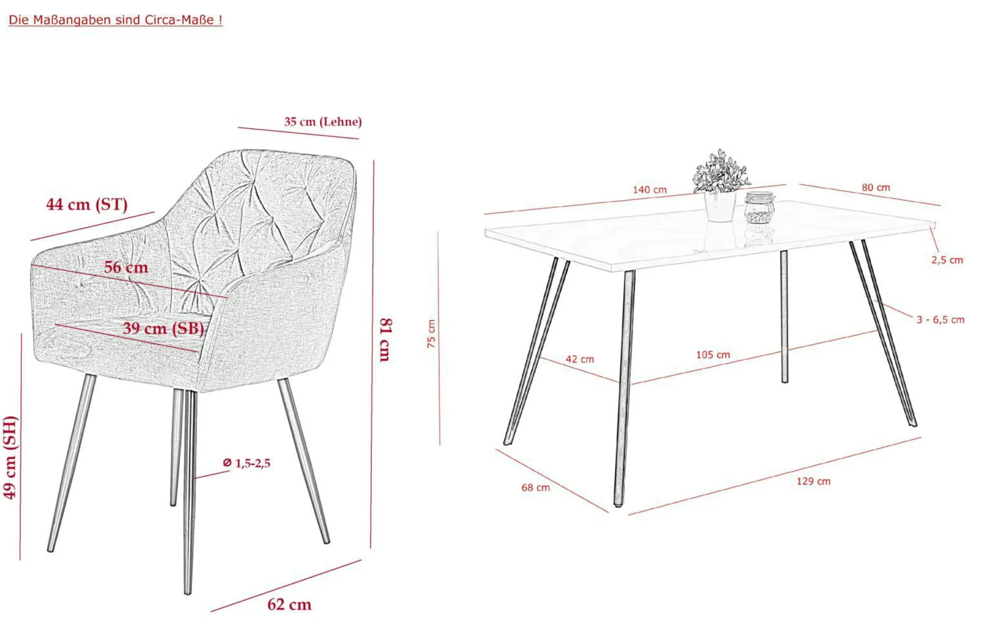 Best HELA Tischgruppe JENNIFER