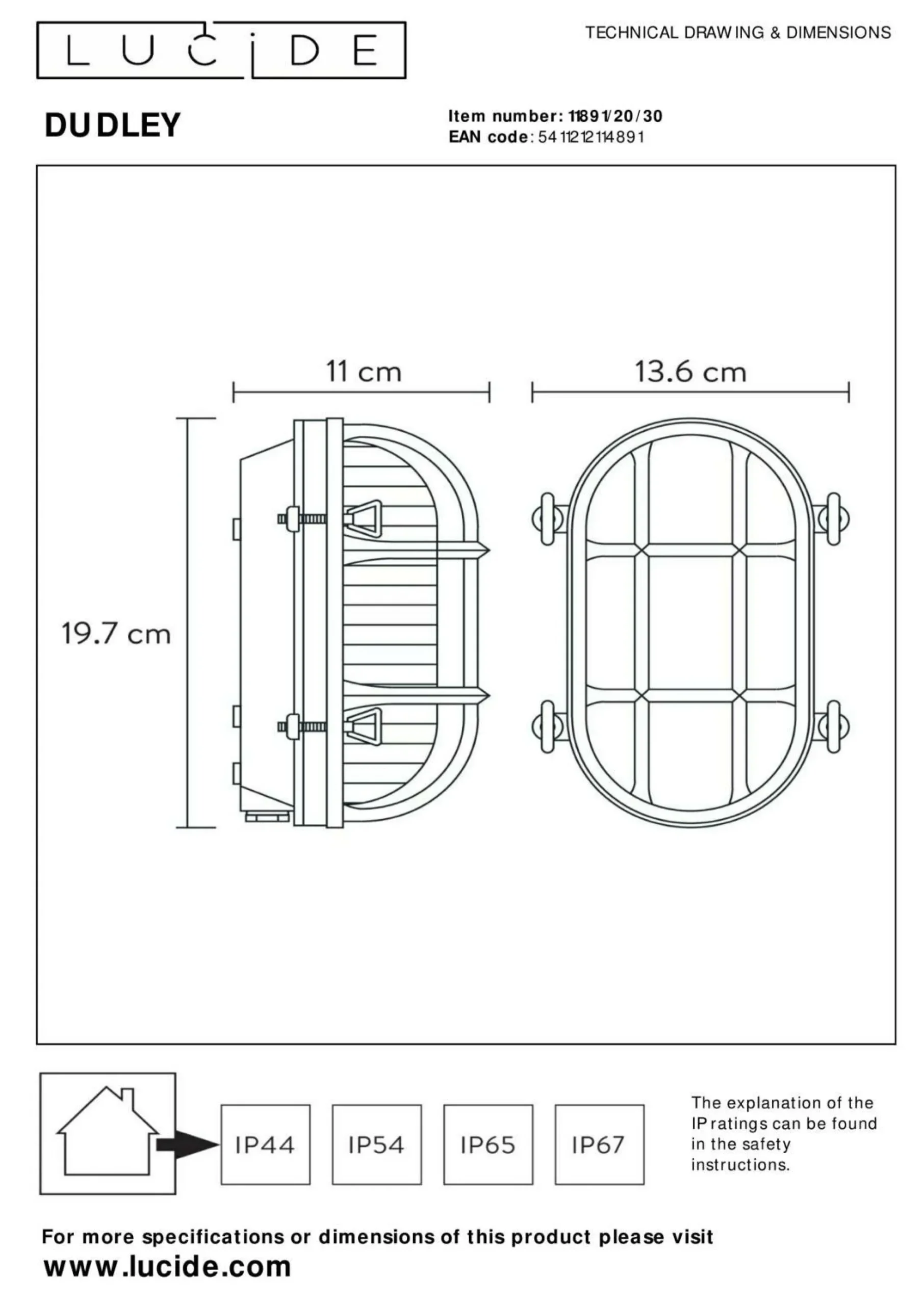 Best LUCiDE Wandleuchte DUDLEY