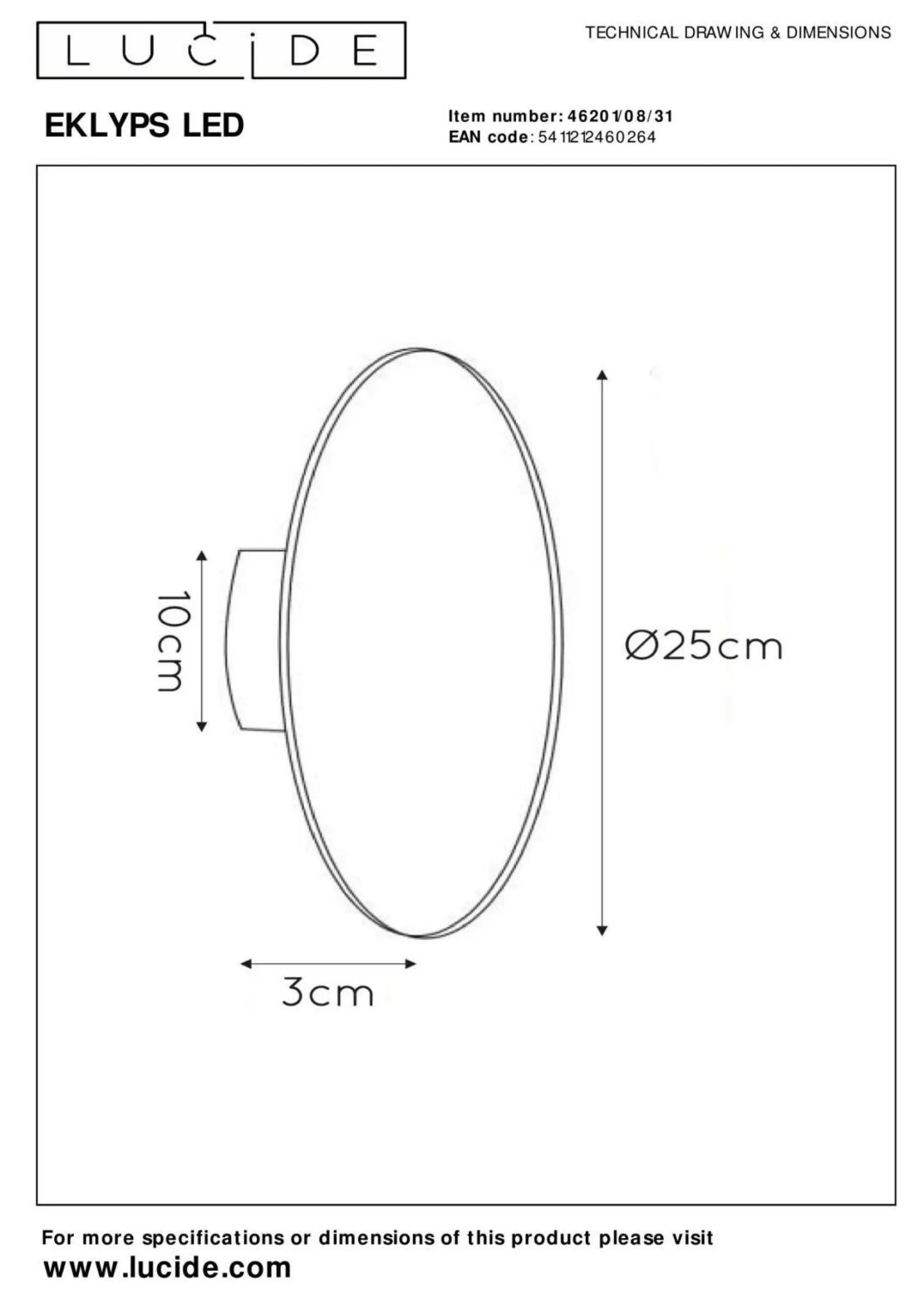 Best LUCiDE Wandleuchte EKLYPS LED