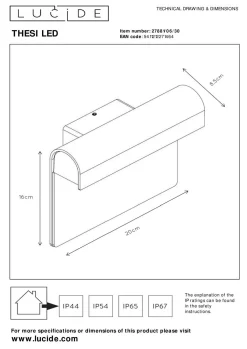 Best LUCiDE Wandleuchte THESI LED